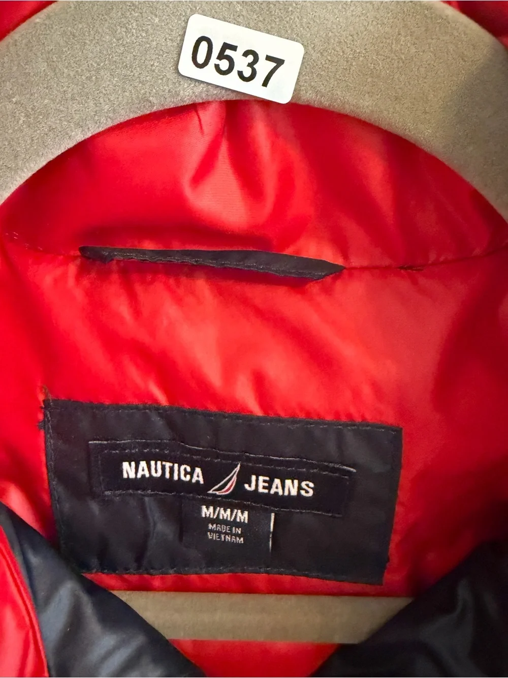 Men's Nautica Red Quilted Jacket Interior